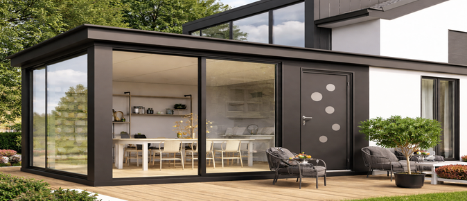 Maison avec véranda Thermotop et menuiseries aluminium ISOSTA